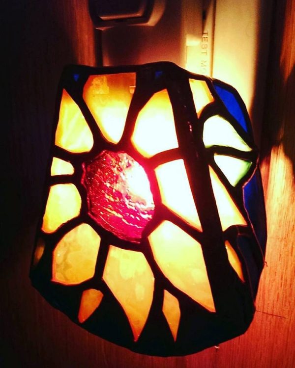 Custom Designed Stained Glass 3 Panel Nightlight - Sunflower - Image 2