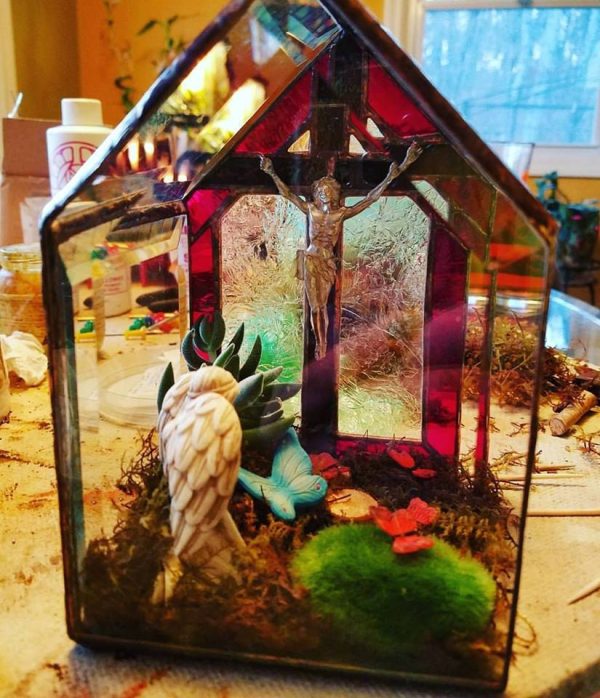 Custom Designed Stained Glass Side Terrarium