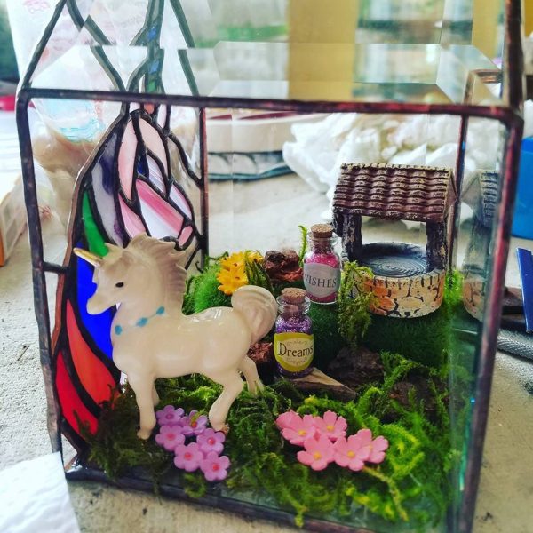Custom Designed Stained Glass Side Terrarium - Image 9