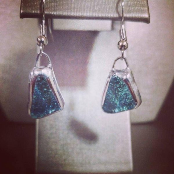 Glass Cross and Matching Glass Earrings Set OOAK - Image 3