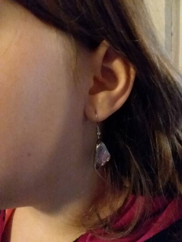 Glass Glitter Backed Handmade OOAK Dangle Earring Surgical Steel Hook Hypoallergenic. - Image 5