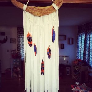 OOAK Hand Made Dreamcatcher Wall hanging with Stained Glass Feathers