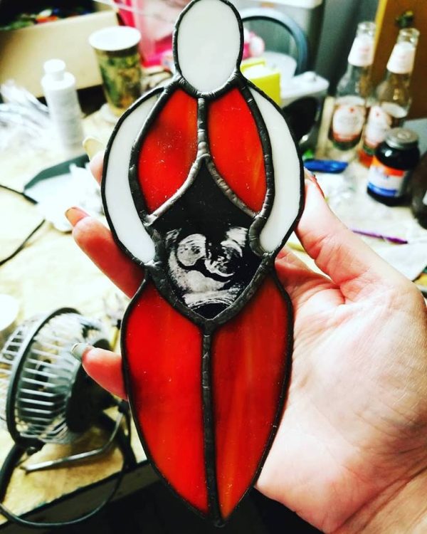 Pregnant Mother with Baby Suncatcher with personalized Ultrasound Picture inlay.
