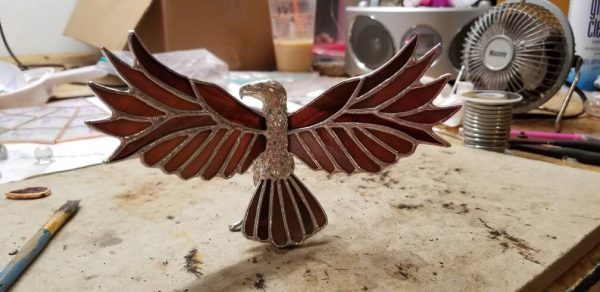 Perched Eagle with Stained Glass Wings - Image 6