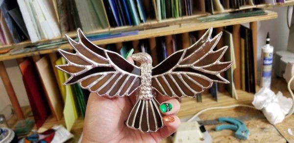 Perched Eagle with Stained Glass Wings - Image 4