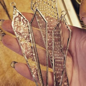 3 Unique Textured Clear Glass Icicles
