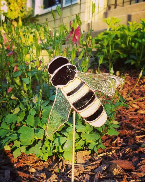 OOAK Stained Glass Bee Garden Stake - Image 2