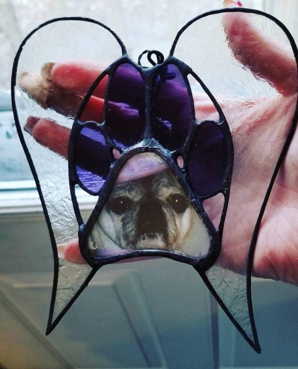 Stained Glass Pet Memorial Simplified Wings Personalized with Pets photograph - Image 2