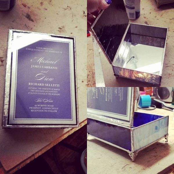Customized one of a Kind Stained Glass Wedding Box with Invitation Inlay. - Image 8