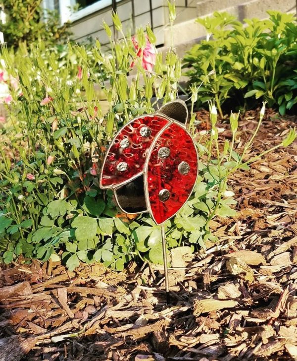 Stained Glass Lady Bug Garden/Plant Stake