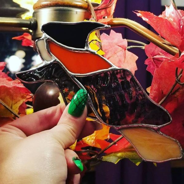 Stained Glass Witch on a Broom Suncatcher