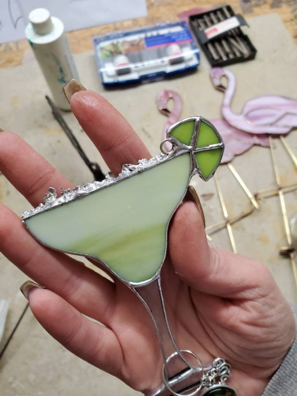 Stained Glass Margarita Glass Ornament Suncatcher. - Image 3