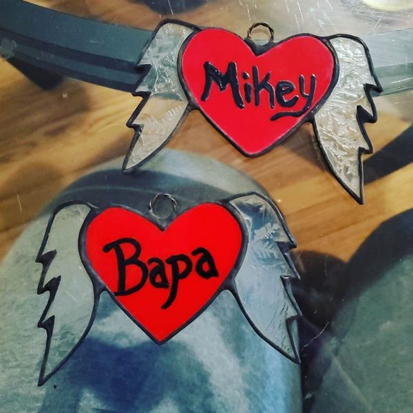 Stained Glass Memorial Heart with Wings - Image 3
