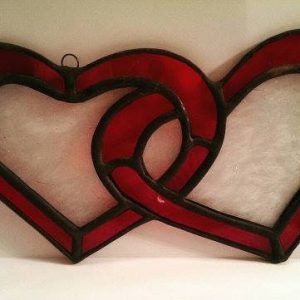 Two Interlocked Stained Glass Hearts