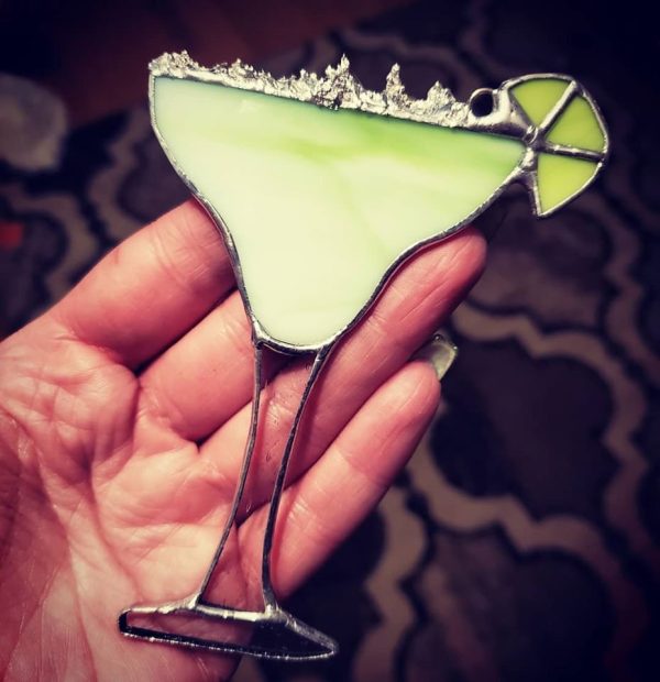 Stained Glass Margarita Glass Ornament Suncatcher.
