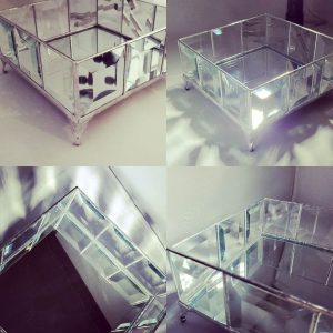 Glass Beveled Sided Keepsake Box with Mirrored Bottom