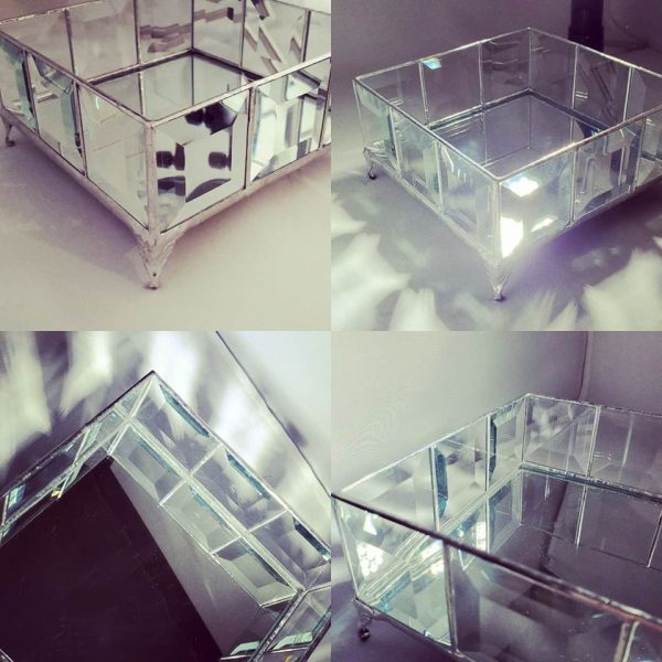 Glass Beveled Sided Keepsake Box with Mirrored Bottom