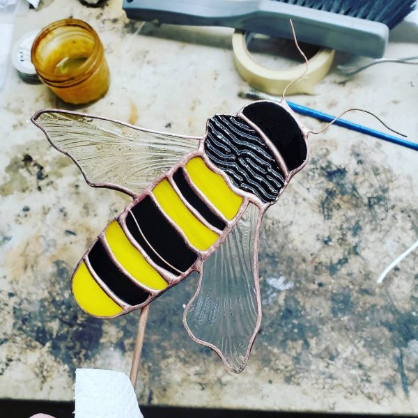 OOAK Stained Glass Bee Garden Stake - Image 10