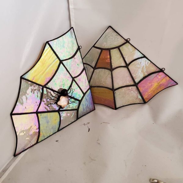 Corner Spiderweb with Glass Gem Spider with Wire legs - Image 6