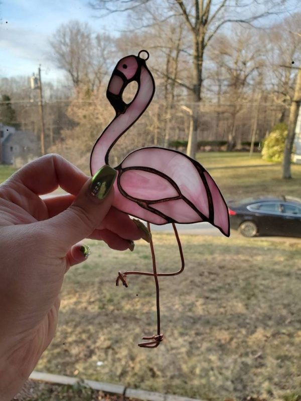 Stained Glass Flamingo Suncatcher