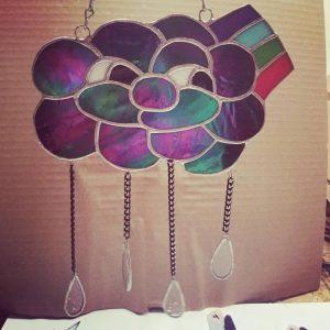 Stained Glass Rainbow Cloud with Chained Rain Droplets
