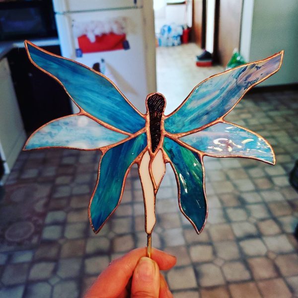 OOAK Stained Glass Fairy Garden Stake - Image 7