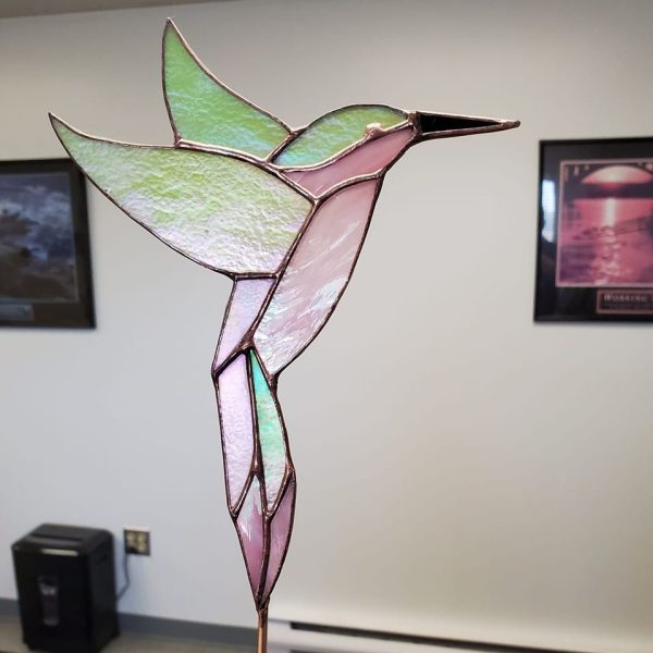 Stained Glass Hummingbird Garden Plant Stake - Image 4