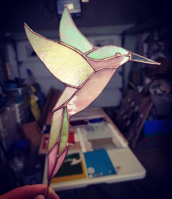 Stained Glass Hummingbird Garden Plant Stake - Image 5