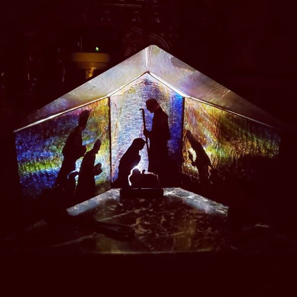 Stained Glass 3-D Manger with Copper Overlay Nativity Scene - Image 7