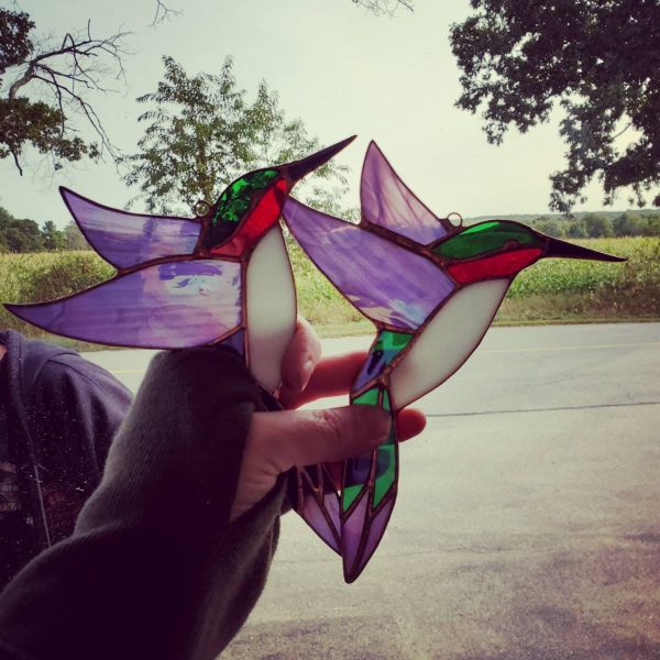 Stained Glass Hummingbird Window Hanging - Image 2