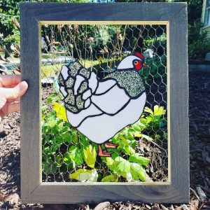 Custom Made Stained Glass Chicken Framed