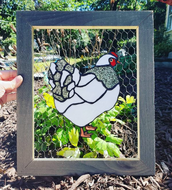Custom Made Stained Glass Chicken Framed