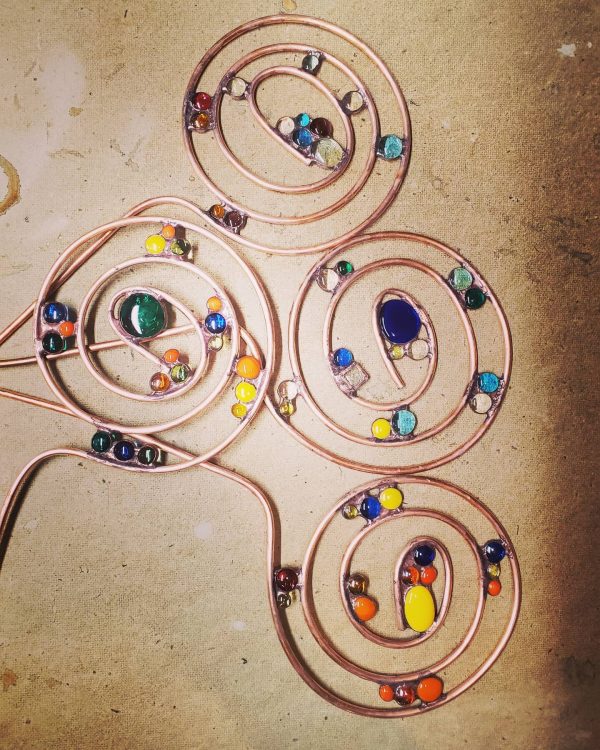 Hand Formed Copper Pipe "Lollipop" Garden Stakes with Glass Gems - Image 8