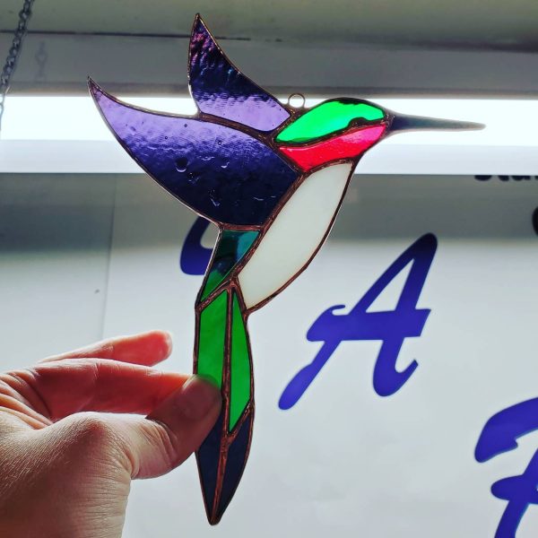 Stained Glass Hummingbird Window Hanging - Image 4