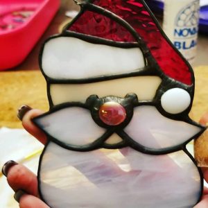 Stained Glass Santa Suncatcher