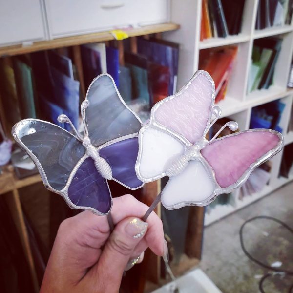 Mini Stained Glass Butterfly Garden Stake made in Your Color Choices! - Image 2