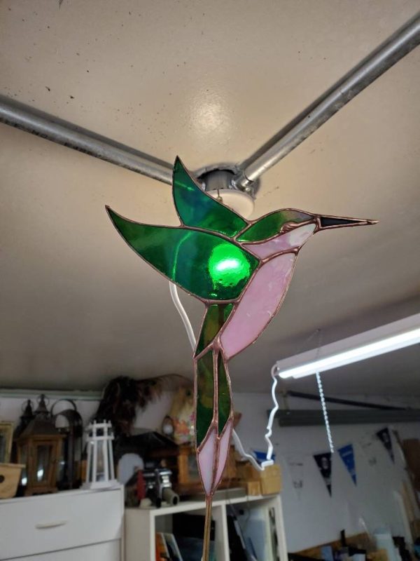 Stained Glass Hummingbird Garden Plant Stake - Image 8