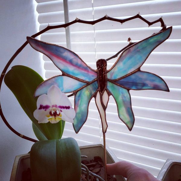 OOAK Stained Glass Fairy Garden Stake - Image 4