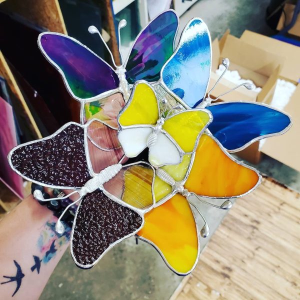 Stained Glass Butterfly Garden Stake made in Your Color Choices! - Image 2
