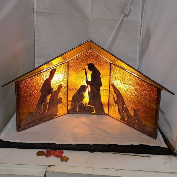 Stained Glass 3-D Manger with Copper Overlay Nativity Scene - Image 10
