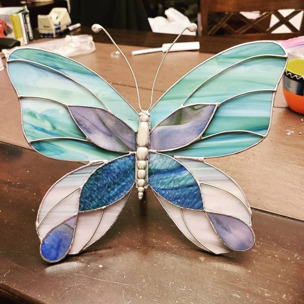 Jumbo Stained Glass BUTTERFLY Garden Stake - Image 9
