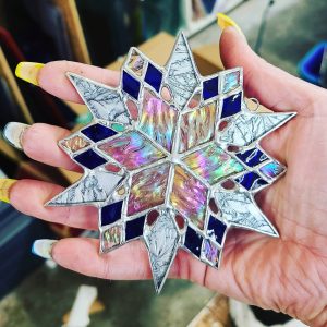 Mini Ornament Size Stained Glass Snowflake