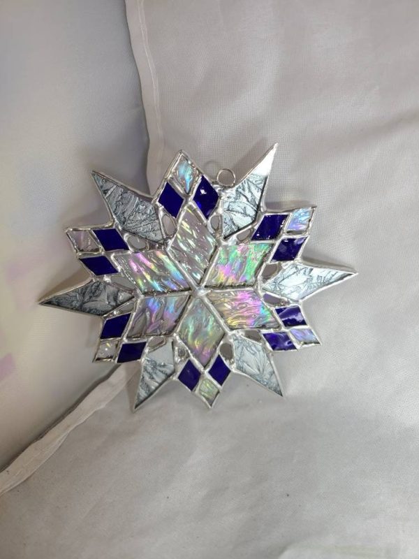 Mini Ornament Size Stained Glass Snowflake - Image 2