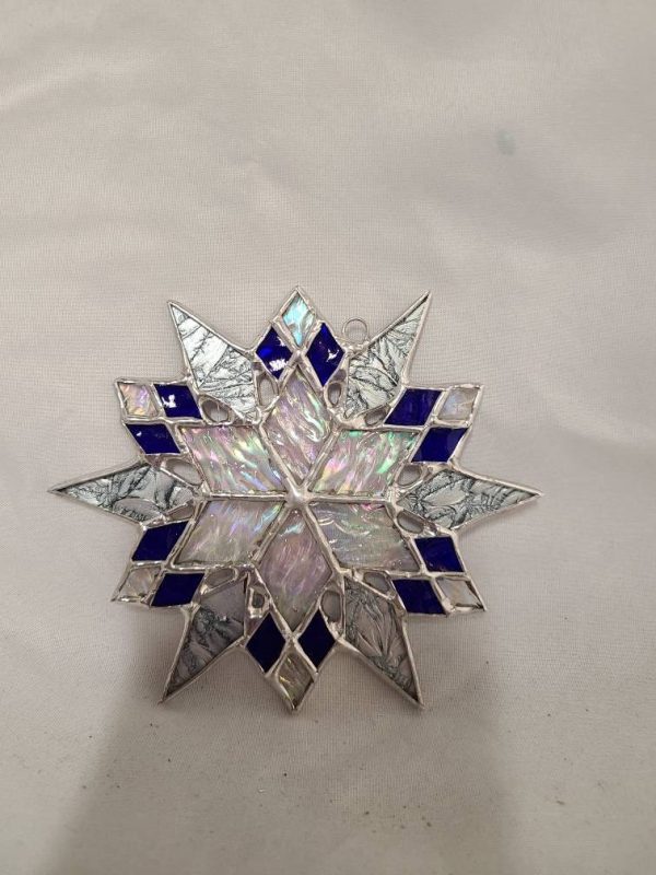 Mini Ornament Size Stained Glass Snowflake - Image 3