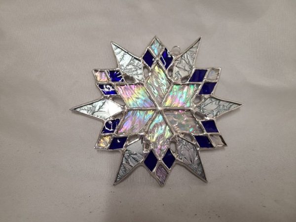 Mini Ornament Size Stained Glass Snowflake - Image 4