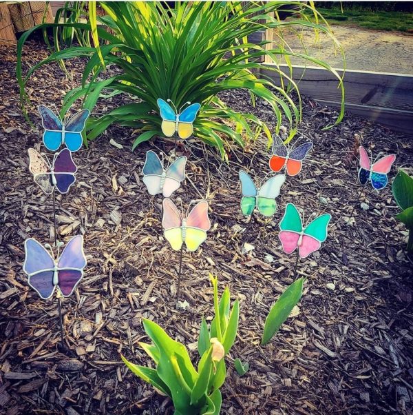 Stained Glass Butterfly Garden Stake made in Your Color Choices! - Image 3