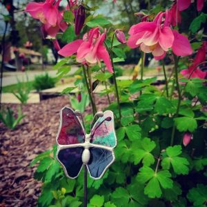 Mini Stained Glass Butterfly Garden Stake made in Your Color Choices!
