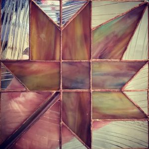 Stained Glass Quilted Maple Leaf Pattern Stained Glass Panel