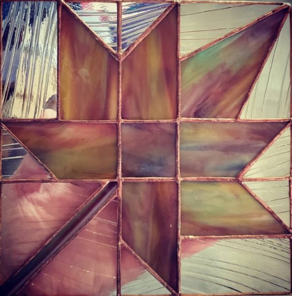 Stained Glass Quilted Maple Leaf Pattern Stained Glass Panel