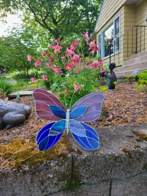 Jumbo Stained Glass BUTTERFLY Garden Stake - Image 3
